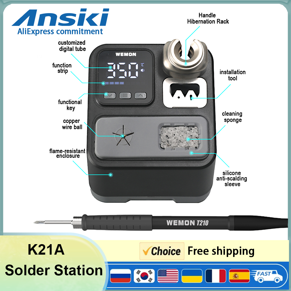 Soldering Iron Temperature Probe - ANSIKI K21A T210 Soldering Station 100-480°