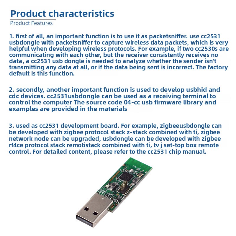 CC2531 ZigBee USB Dongle Borde - đánh giá và giá Zigbee Cc2531