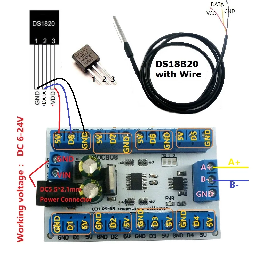 8 Channel DS18B20 Temperature  - đánh giá và giá Ds18B20