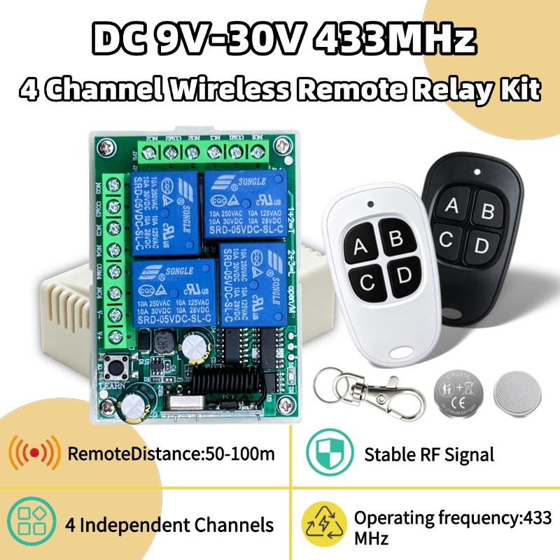 433MHz Universal Wireless Remo - đánh giá và giá Relay Module 4 Channel
