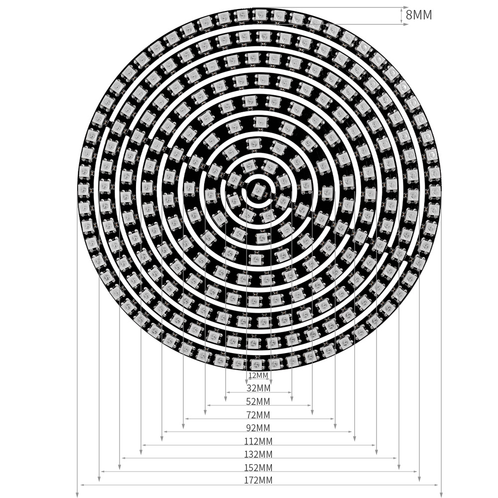 WS2812B RGBIC LED Ring Individ - đánh giá và giá Neopixel
